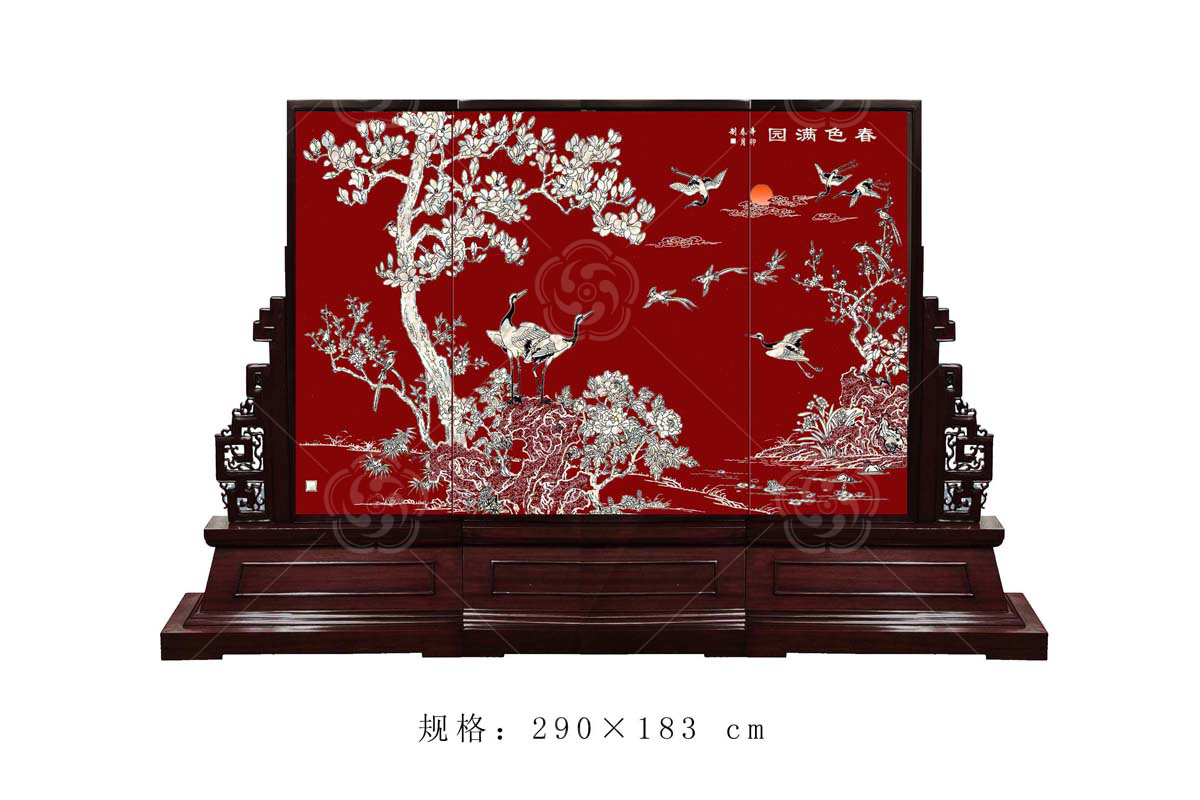 平磨螺鈿《春色滿(mǎn)園》地屏
